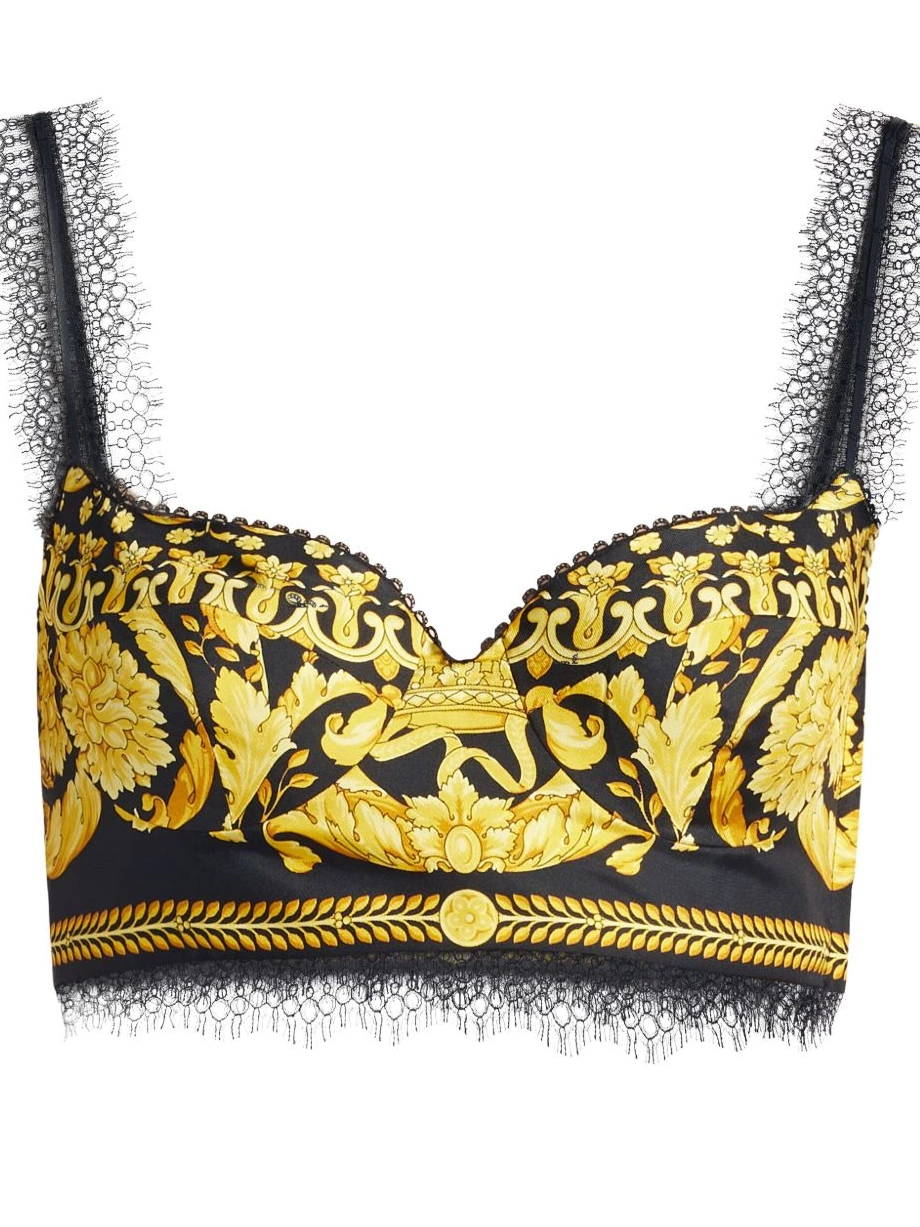 Versace Barocco-print bralette Women silk 0503